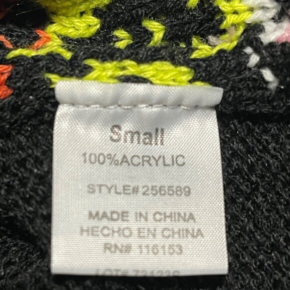 Merry Christmas By Poof  Flamingo Festive Sweater Women S Black With Pink Trim - Picture 6 of 8